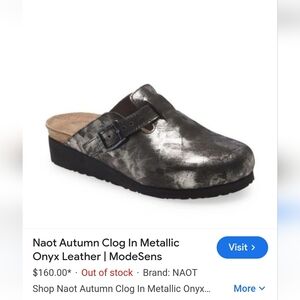 NAOT Autumn Metallic Onyx Leather Clogs Size EU38 / US 7